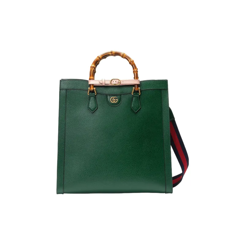 GUCCI Diana Leather Tote Bag Shopping Bag Shoulder Bag Crossbody Bag Handbag Large Size Men's Dark Green-2
