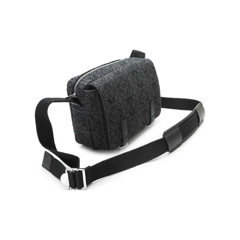LOEWE MilitaryAnagram Canvas With Leather Messenger Bag Shoulder Bag Crossbody Bag Men's Dark Gray-1