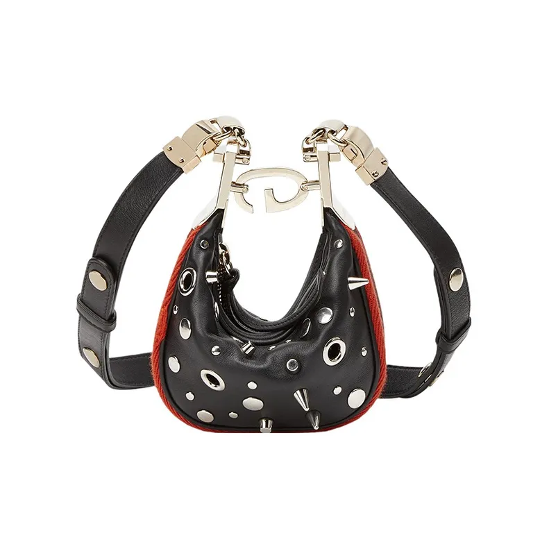 GUCCI Attache Leather Crescent Bag Handbag Shoulder Bag Women's Black-2