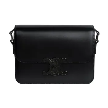 CELINE Triomphe Shiny Calfskin Crossbody Bag Shoulder Bag Women's Black