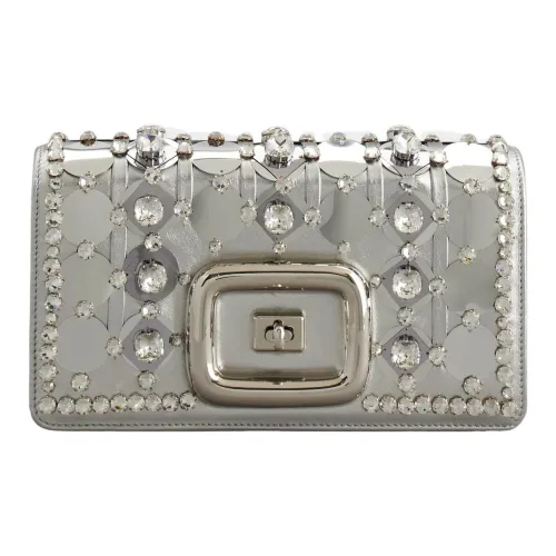 Roger Vivier Metal Leather One Shoulder Crossbody Clutches Mini Women's Silver