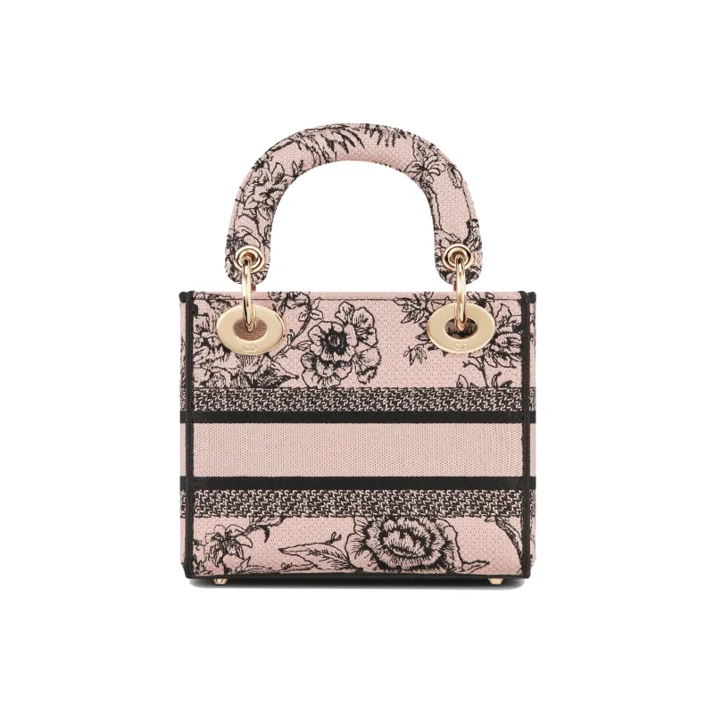 DIOR Lady D Lite Embroidery Daisie Bag Shoulder Bag Crossbody Bag Handbag Mini Women's Pink-2