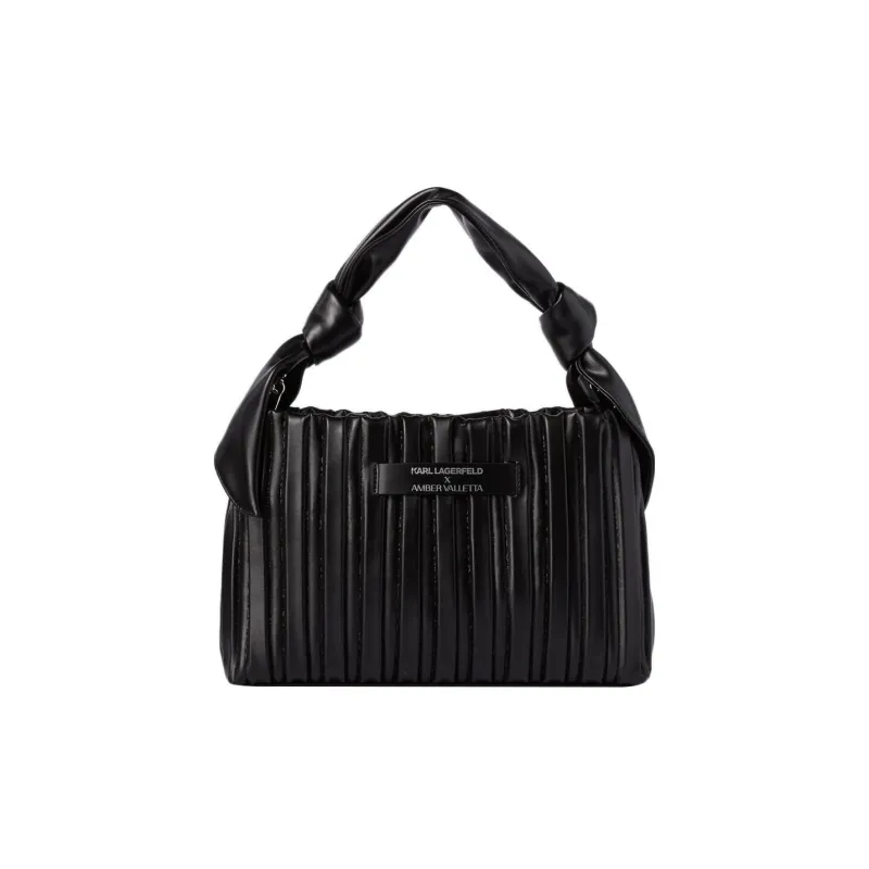 KARL LAGERFELD Amber Valletta Collaboration Artificial Leather Clutch, One Shoulder Handbag Women's Black-0