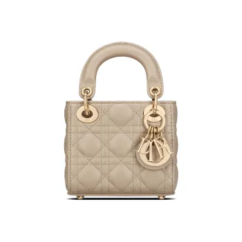 DIOR Lady Dior Sheepskin Daisie Bag Shoulder Bag Crossbody Bag Handbag Extra Mini Women's Beige