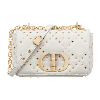 DIOR Caro Lambskin Clutches Shoulder Bag Crossbody Bag Small Size Women's Milk White