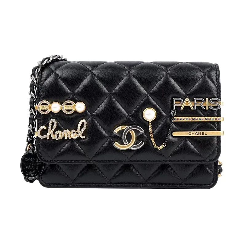 CHANEL WOC22C Spring Lambskin Chain Bag, Shoulder Bag, Crossbody Bag Mini Women's Black-0