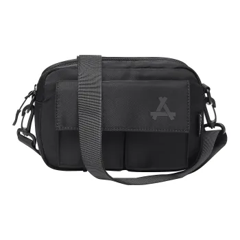 KONADCT Polyester Pu Sling Bag, Crossbody Bag, Fanny Pack Small Size Unisex Black