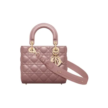 DIOR Lady Dior Sheepskin Daisie Bag Shoulder Bag Crossbody Bag Handbag Small Size Women's Pink Peony