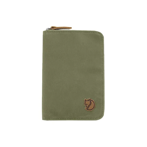 Fjallraven Cotton With Cow Leather Detail Passport Holder Wallet Unisex Green-0