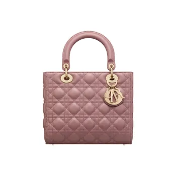 DIOR Lady Dior Sheepskin Daisie Bag Shoulder Bag Crossbody Bag Handbag Medium Size Women's Pink Peony