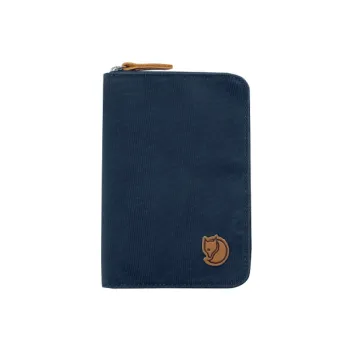 Fjallraven Cotton With Cow Leather Detail Passport Holder, Wallet Unisex Marine Blue