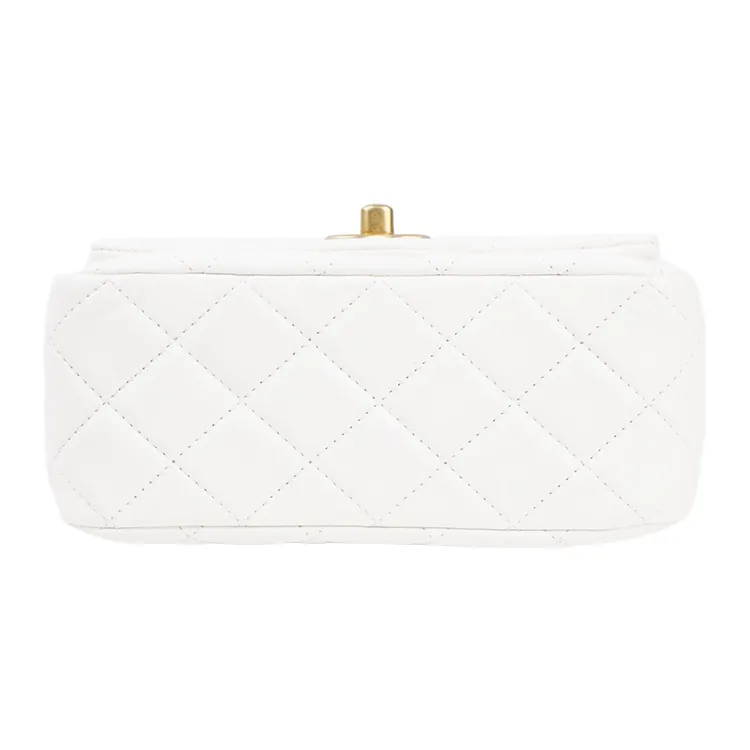 CHANEL Sheepskin Chain Bag, Crossbody Bag Women's White-3