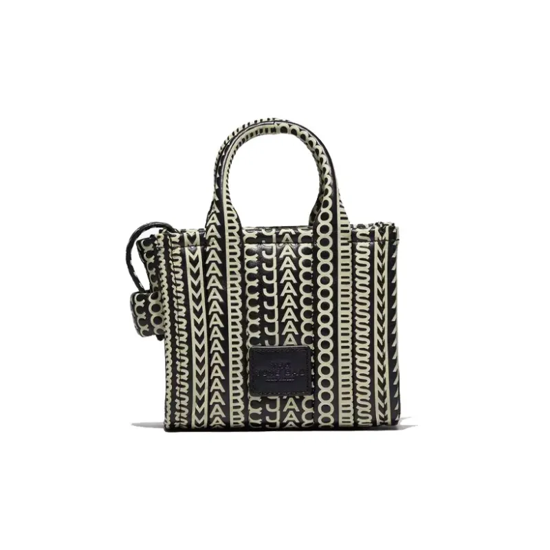 MARC JACOBS Monogram Lambskin Shoulder Bag Crossbody Bag Handbag Mini Women's White & Black-0