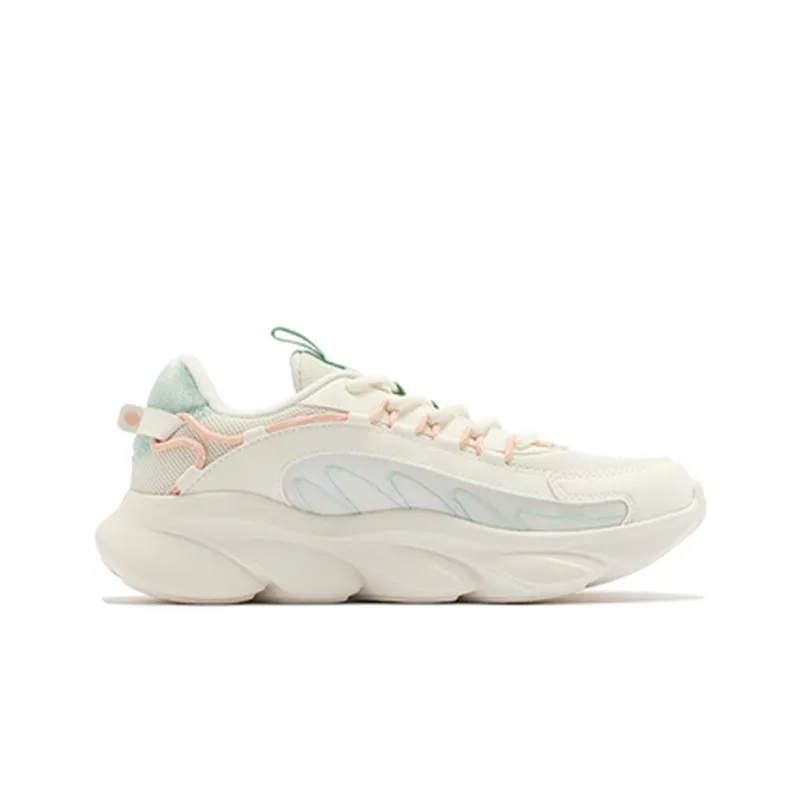 361° Cushioned Wear Resistant Lightweight Low Top Running Shoes Women's Feather White-1