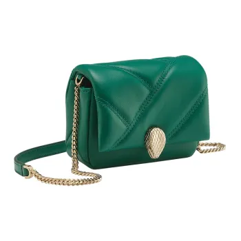 BVLGARI Serpenti Cabochon Calfskin Crossbody Bag Shoulder Bag Women's Green