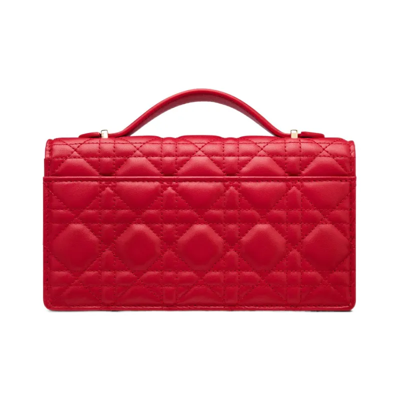 DIOR Lady Dior Lambskin Shoulder Bag Crossbody Bag Handbag Women's Red-3