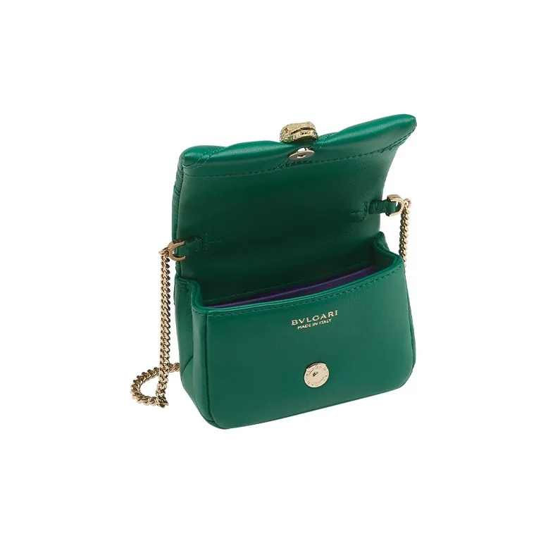 BVLGARI Serpenti Cabochon Calfskin Crossbody Bag Shoulder Bag Women's Green-2
