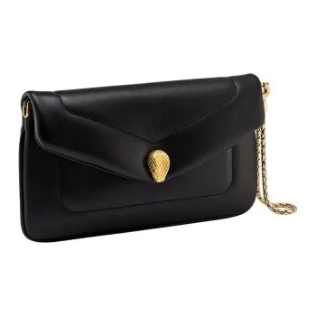 BVLGARI Serpenti Reverse Calfskin Envelope Bag Crossbody Bag Shoulder Bag Women's Black
