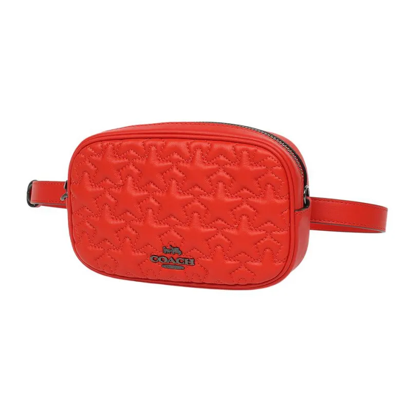 COACH Drawstring Cow Leather Sling Bag, Fanny Pack Small Size Women's Red-2