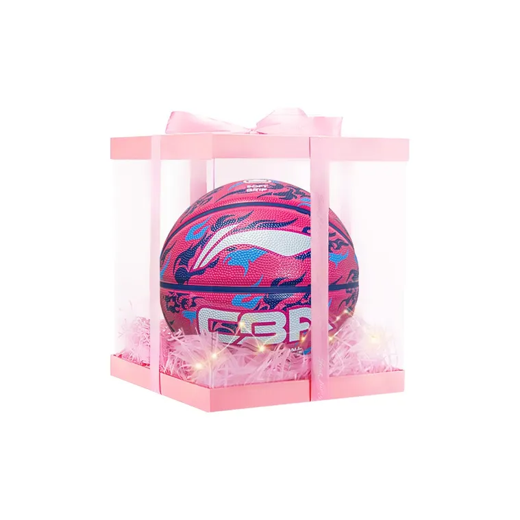 LiNing Rubber Basketball Rose Red Size 7 Ball Training Unisex-5