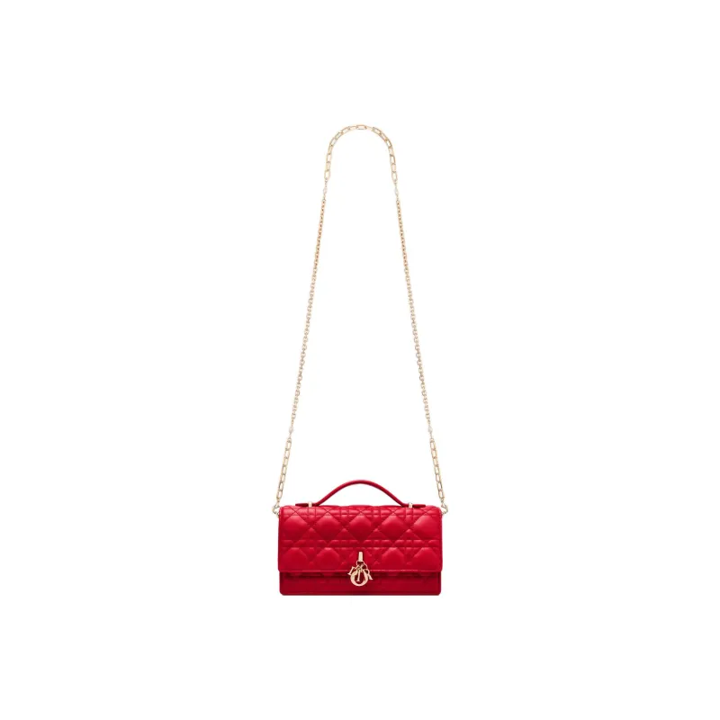 DIOR Lady Dior Lambskin Shoulder Bag Crossbody Bag Handbag Women's Red-2