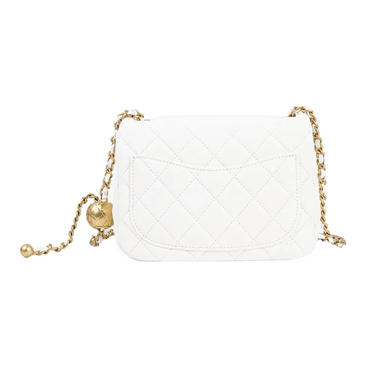 CHANEL Sheepskin Chain Bag, Crossbody Bag Women's White-2