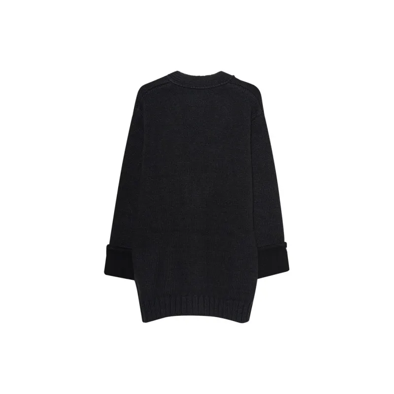 OFF WHITE Logo Cuff Knit Cargigan Sweater Black/White-1