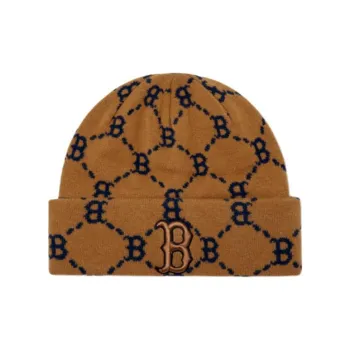 MLB Letter B Embroidery Beanies Unisex Brown