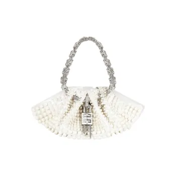GIVENCHY Kenny Fabric With Sheepskin Patchwork Handbag Mini Women's White