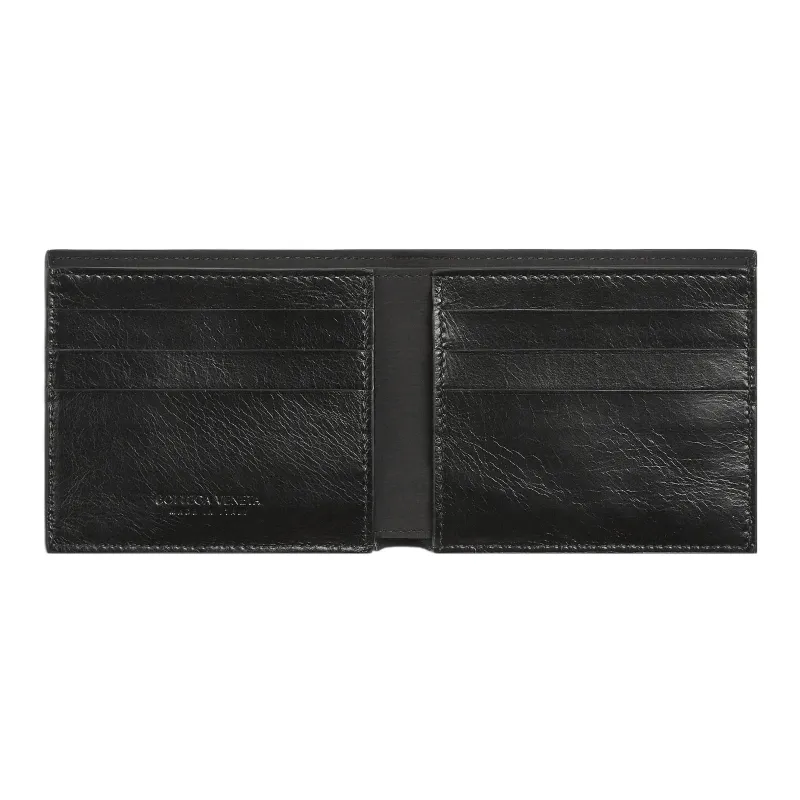 Bottega Veneta Cow Leather Patchwork With Fabric Wallet Men's Black-1