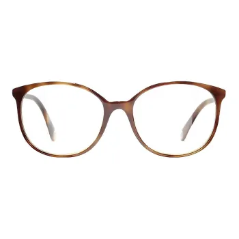 CHANEL Eye Plate Frame Oval Optical Women's Brown