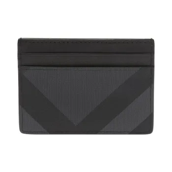 Burberry Leather Card Clip Money Clip Card Holder Men's Black