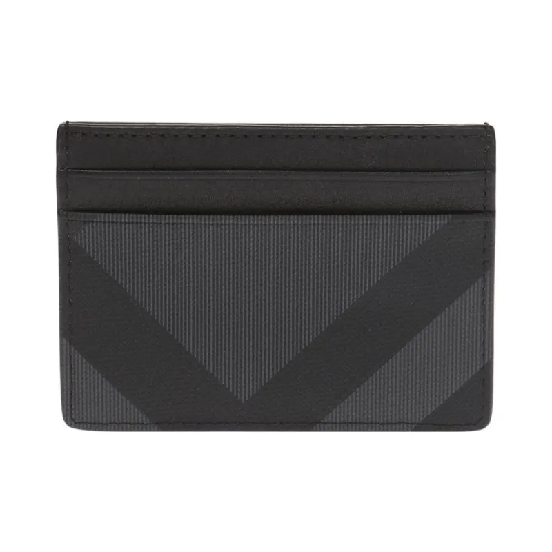 Burberry Leather Card Clip Money Clip Card Holder Men's Black-0