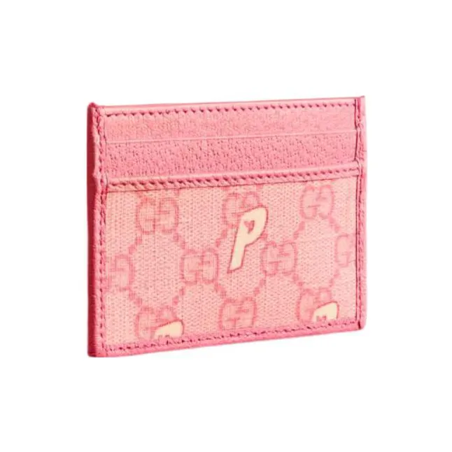 GUCCI PALACE Collaboration Canvas With Leather Card Holder Card Holder Women's Pink-0