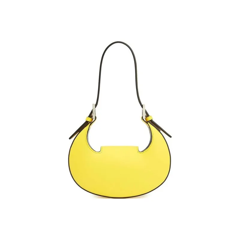 FENDI Cow Leather Shoulder Bag Hobo Bag Handbag Shoulder Bag Women's Yellow-3