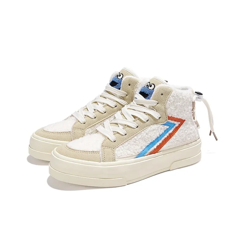 SESAME STREET x Feiyue Anti-Slip Wear-Resistant High-Top Casual Shoes Women's Beige-3