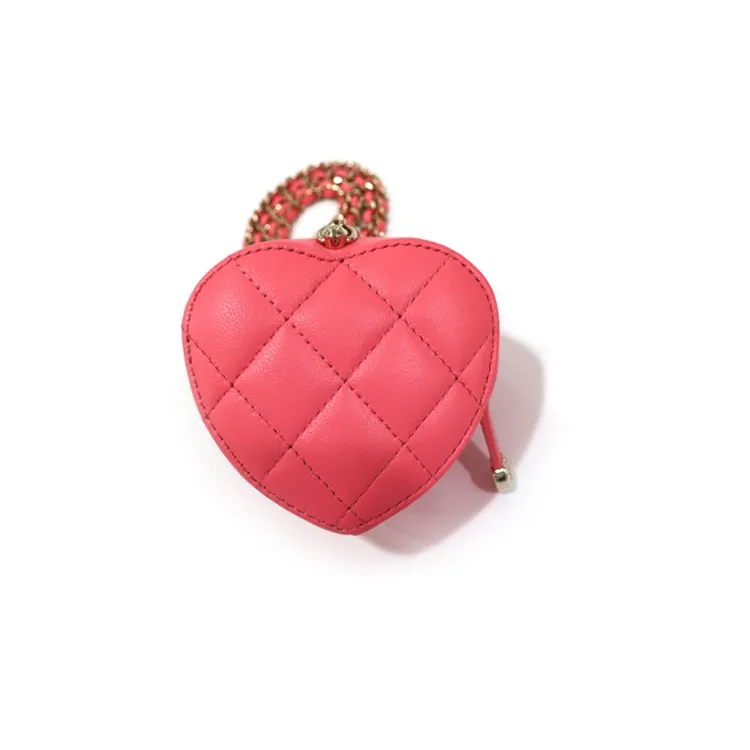 CHANEL Lambskin Shoulder Bag, Crossbody Bag, Coin Purse Women's Coral Pink-1