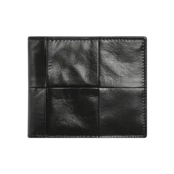 Bottega Veneta Cow Leather Patchwork With Fabric Wallet Men's Black