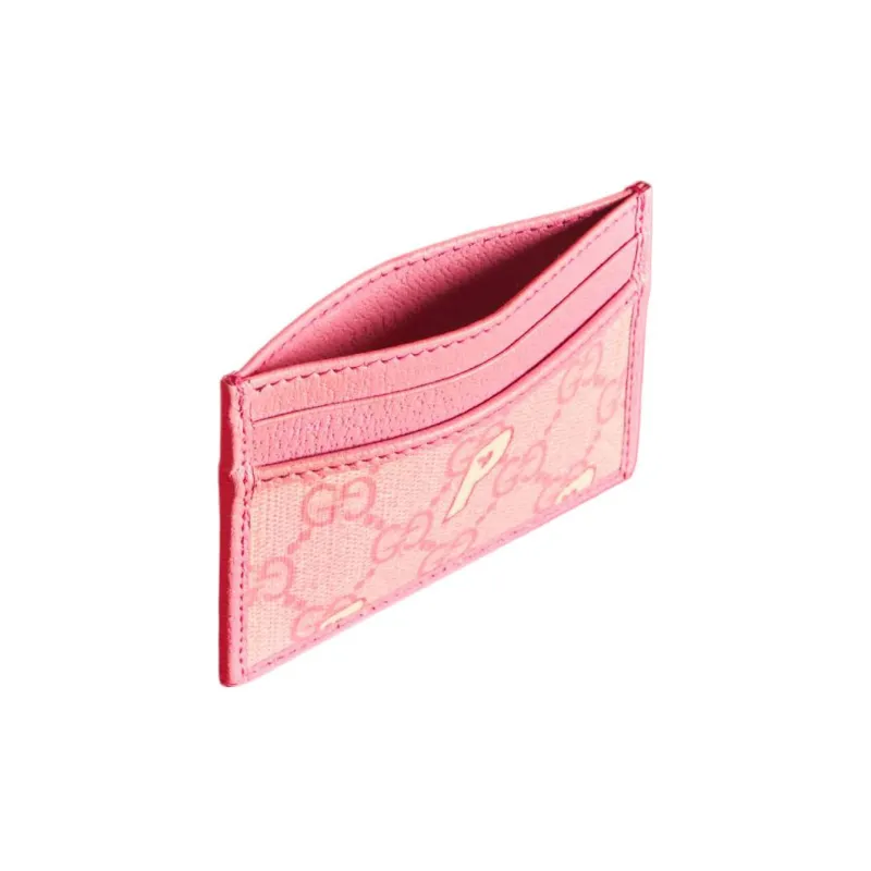 GUCCI PALACE Collaboration Canvas With Leather Card Holder Card Holder Women's Pink-1