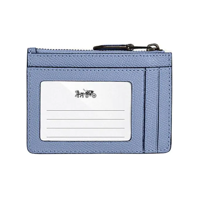COACH Mini Id Skinny Cross-Stitch Leather Document Wallet Card Holders Mini Women's Light Purple-1