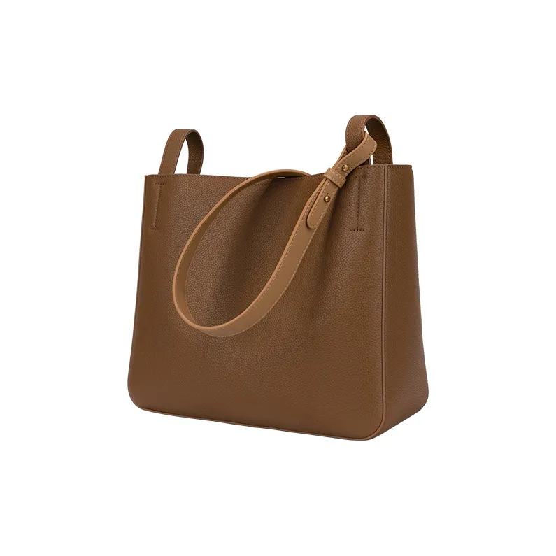 JONBAG Synthetic Leather Basket Bag Bucket Bag Combo Bag Shoulder Bag Large Size Women's Mocha-2