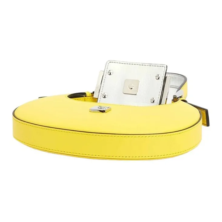 FENDI Cow Leather Shoulder Bag Hobo Bag Handbag Shoulder Bag Women's Yellow-4