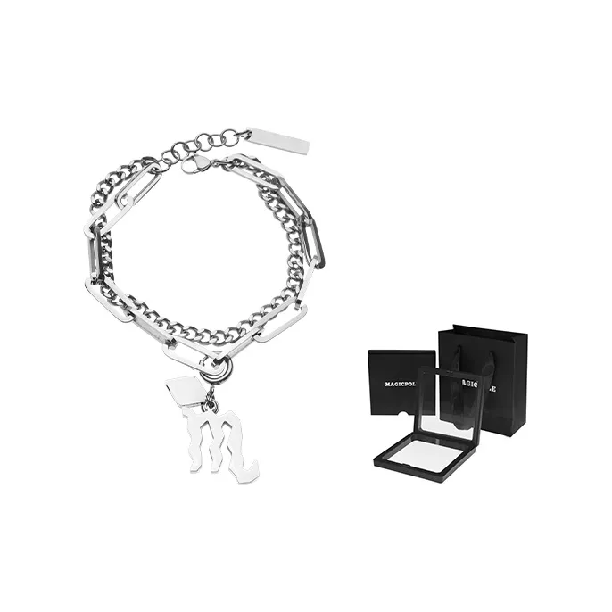 MAGICPOLE Titanium Steel Bracelets Unisex Silver-7