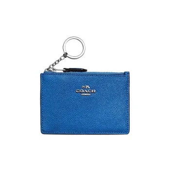 COACH Mini Id Skinny Cross-Stitch Leather Document Wallet Card Holders Mini Women's True Blue