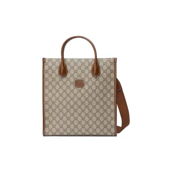 GUCCI Interlocking Canvas With Leather Shoulder Bag Crossbody Bag Handbag Men's Ebony & Brown