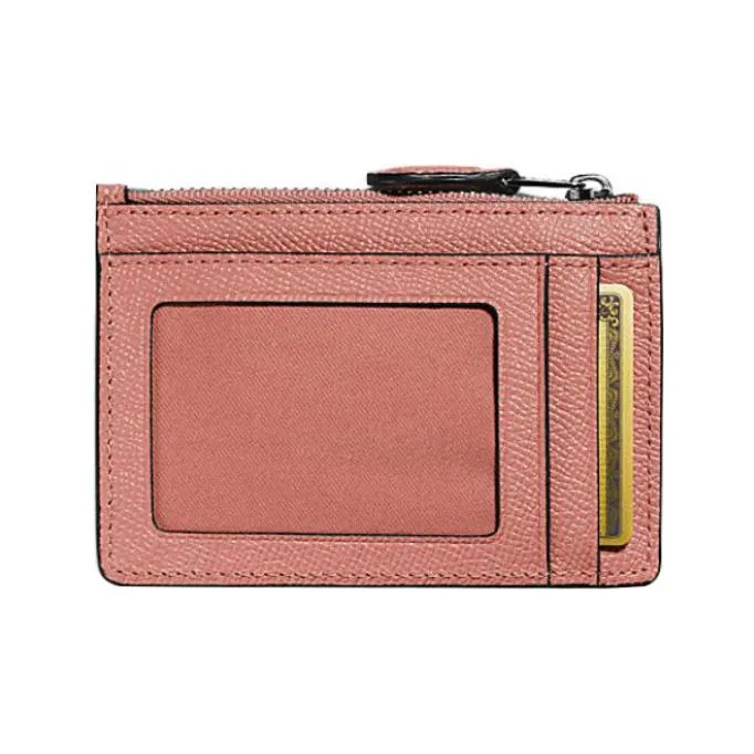 COACH Mini Id Skinny Cross-Stitch Leather Document Wallet Card Holders Mini Women's Watermelon Red-1
