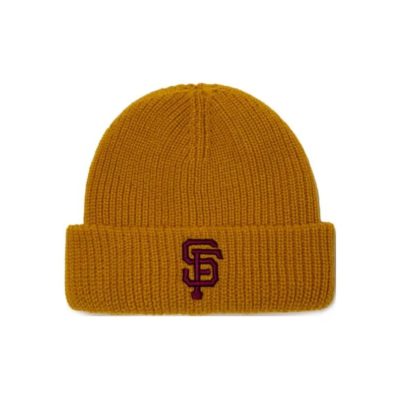 MLB Knitted Fabric Letter Embroidery Logo Beanies Unisex Yellow-0