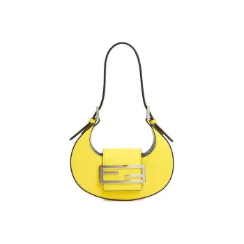 FENDI Cow Leather Shoulder Bag Hobo Bag Handbag Shoulder Bag Women's Yellow