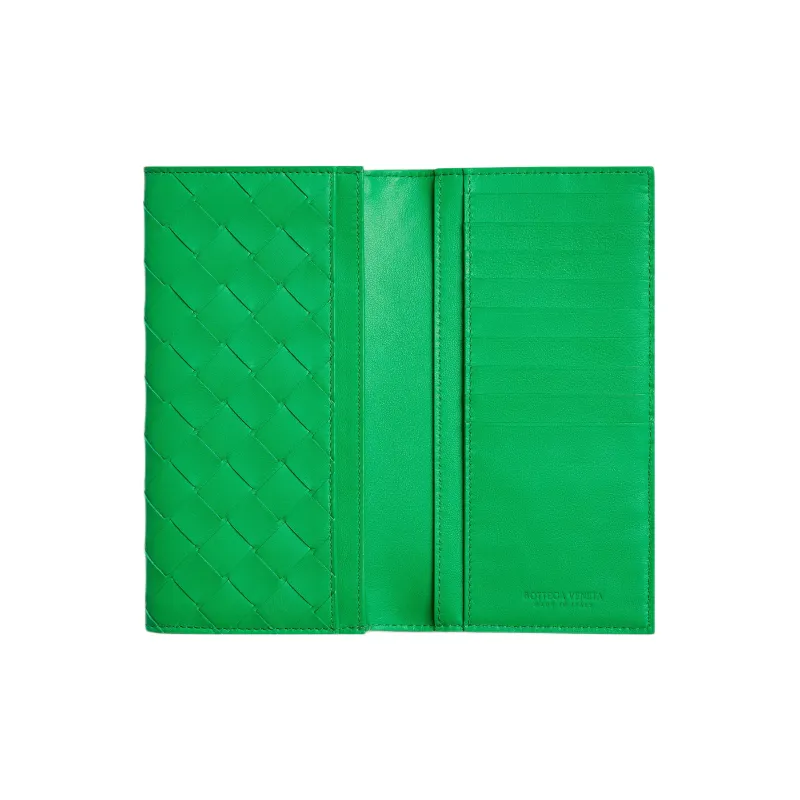 Bottega Veneta Cow Leather Wallet Large Size Men's Parrot Green-2