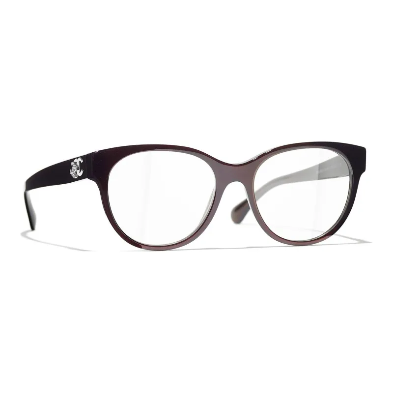 CHANEL Plate Frame Round Glasses Women's-1